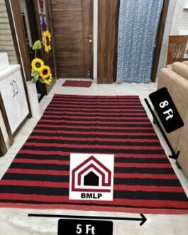 BMLP Red, Black Cotton Dhurrie(5 cm,  X 8 cm, Rectangle)